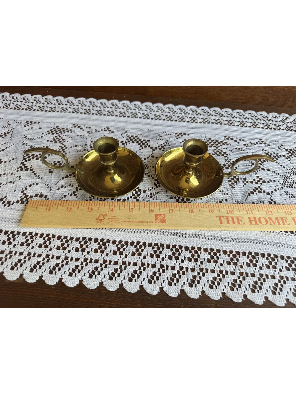 Pair of Vintage Brass Chamberstick Candle Holders